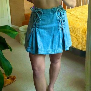 FREE PEOPLE Denim Skirt with cute ties!